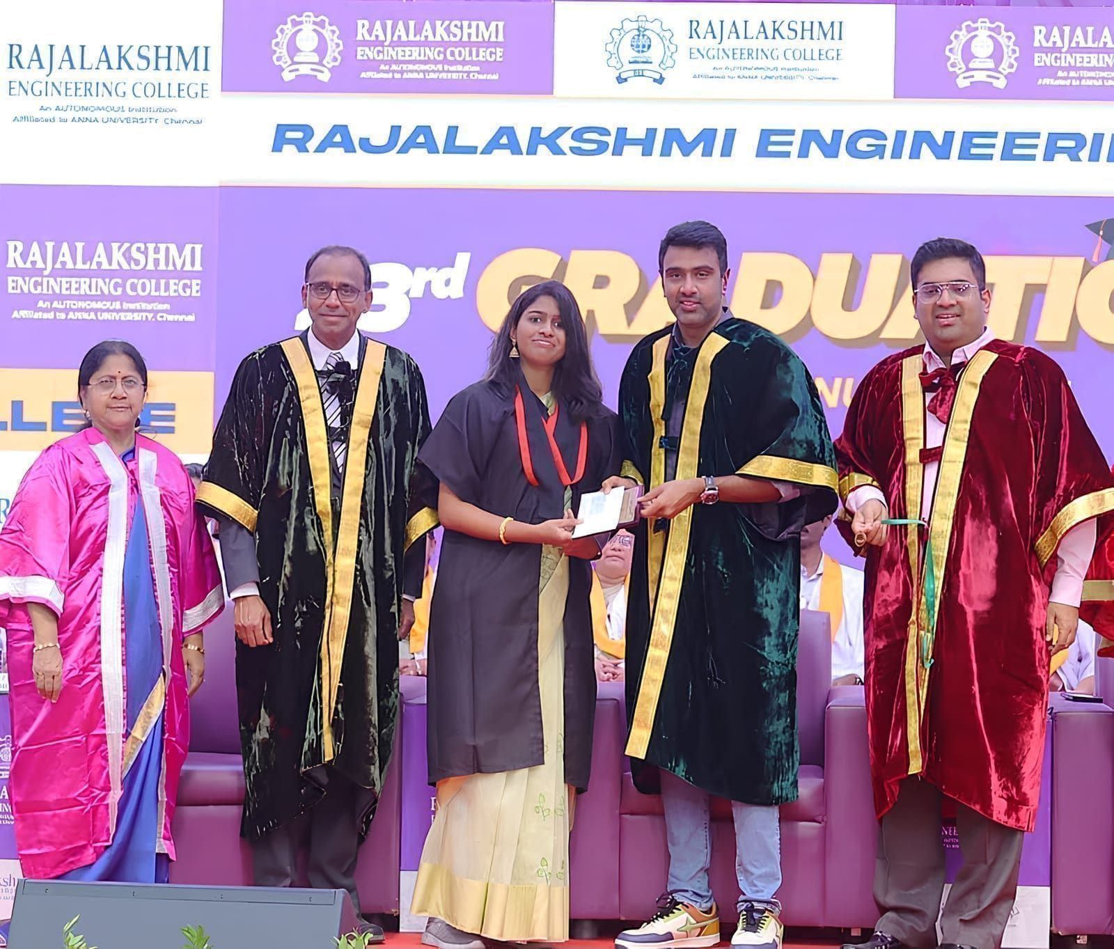 Graduation ceremony participants in academic gowns at Rajalakshmi